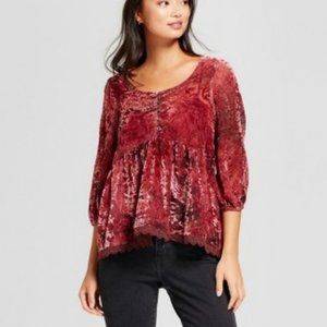 gorgeous velvet semi sheer Knox rose top
